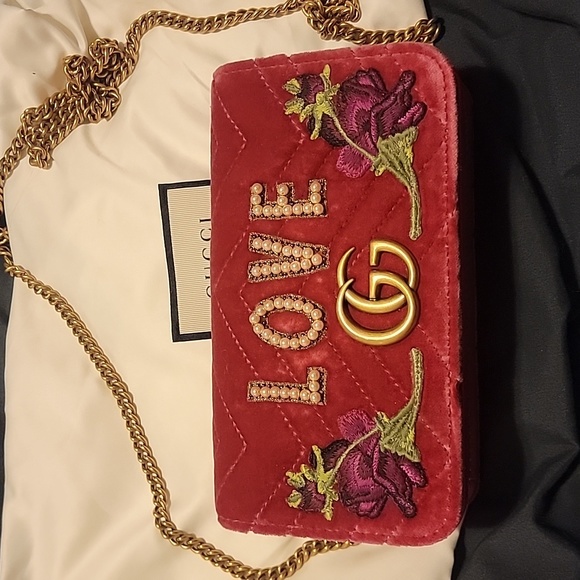 Gucci Velvet Love Embroidered Mini Handbag 🩷 - Picture 2 of 13